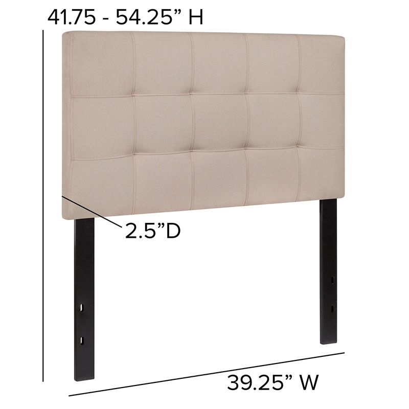 Pemberly Row Contemporary Twin Fabric Panel Headboard in Beige