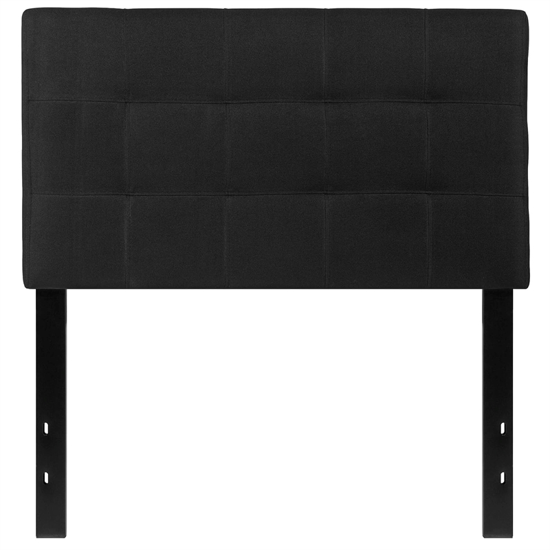 Pemberly Row Contemporary Twin Fabric Panel Headboard in Black