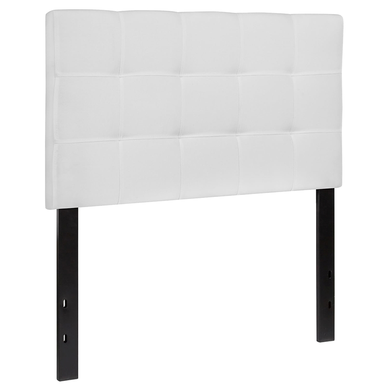 Pemberly Row Contemporary Twin Fabric Panel Headboard in White