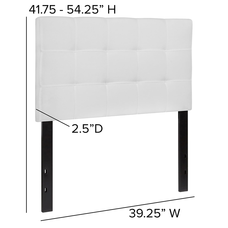 Pemberly Row Contemporary Twin Fabric Panel Headboard in White