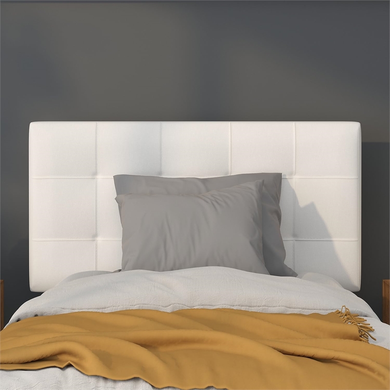 Pemberly Row Contemporary Twin Fabric Panel Headboard in White