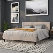 Pemberly Row Contemporary King Fabric Panel Headboard in Beige