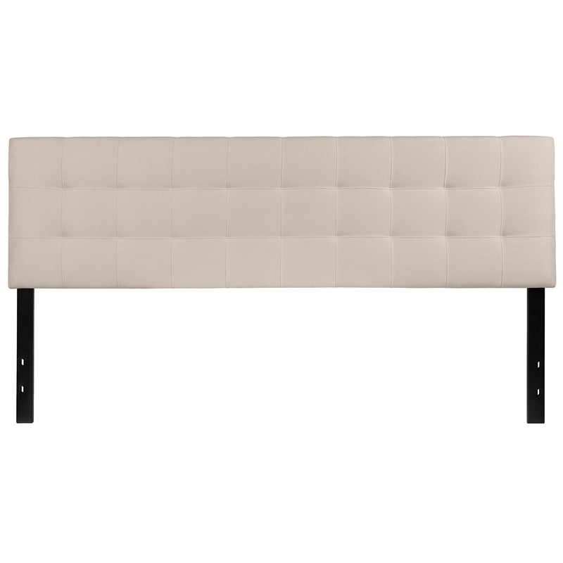 Pemberly Row Contemporary King Fabric Panel Headboard in Beige
