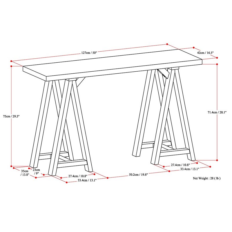 Pemberly Row Contemporary Console Table in Dark Chestnut Brown