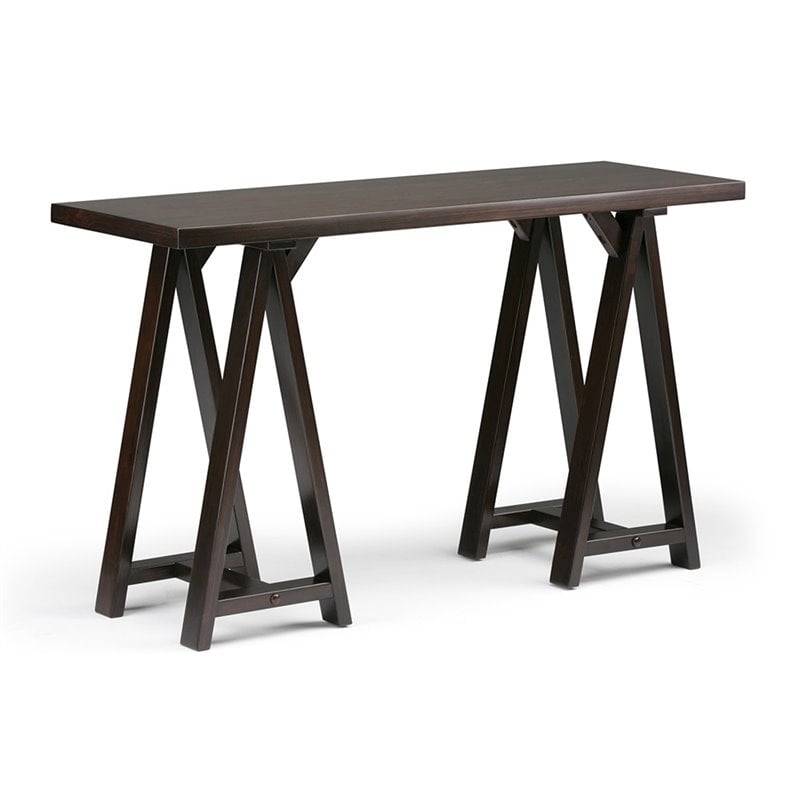 Pemberly Row Contemporary Console Table in Dark Chestnut Brown