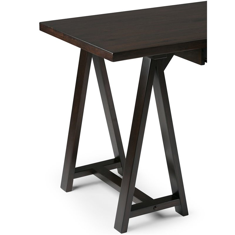 Pemberly Row Contemporary Computer Desk in Dark Chestnut Brown
