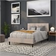 Pemberly Row Contemporary Tufted Full Panel Headboard in Beige
