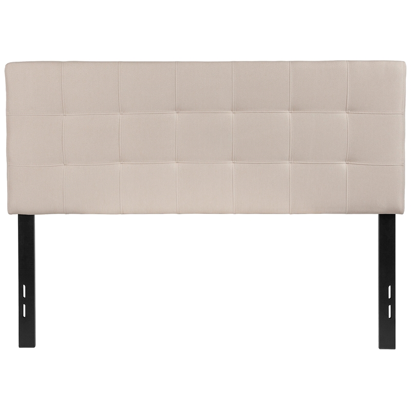 Pemberly Row Contemporary Tufted Full Panel Headboard in Beige
