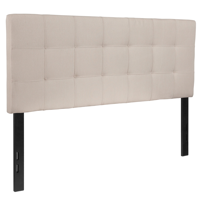 Pemberly Row Contemporary Tufted Full Panel Headboard in Beige