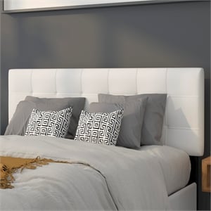 Pemberly Row Contemporary Tufted Full Panel Headboard in White