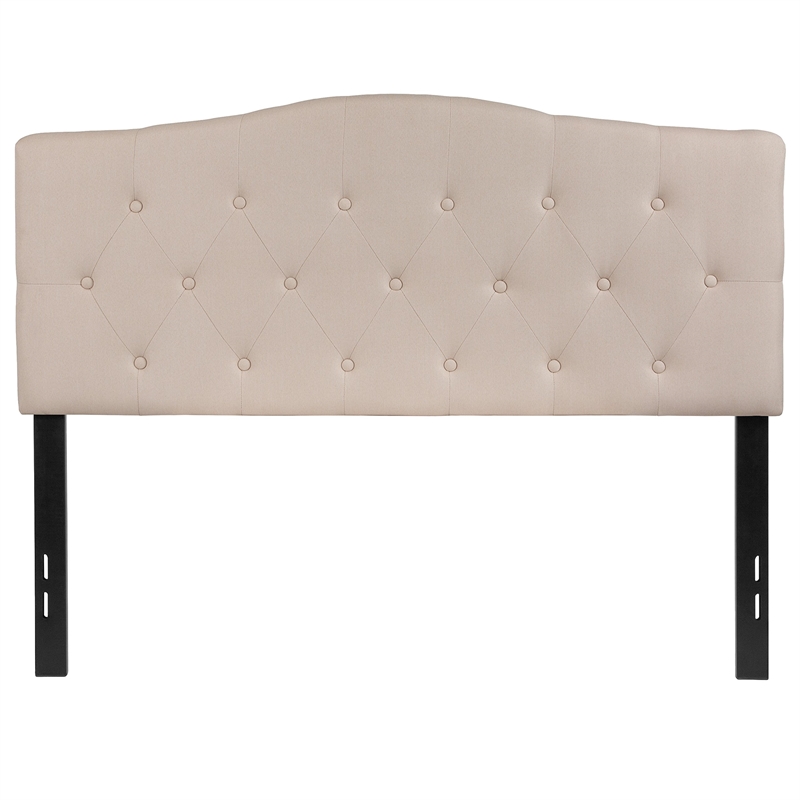 Pemberly Row Contemporary Tufted Full Panel Headboard in Beige