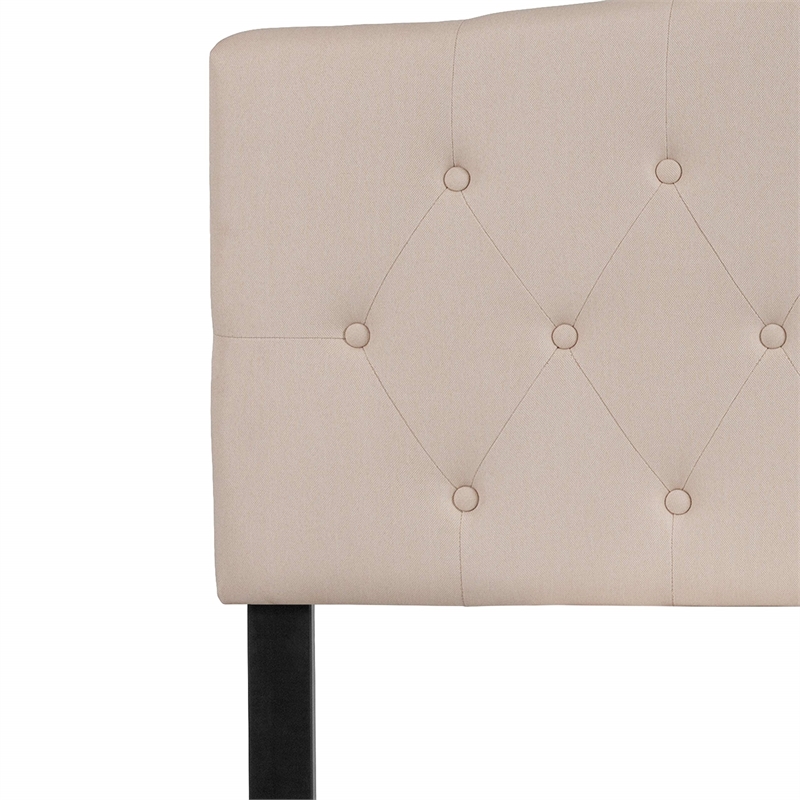Pemberly Row Contemporary Tufted Full Panel Headboard in Beige