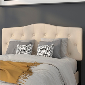 Pemberly Row Contemporary Tufted Full Panel Headboard in Beige