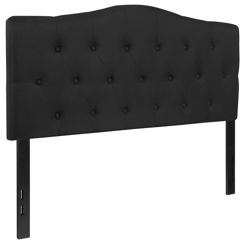 Pemberly Row Contemporary Tufted Full Panel Headboard in Black