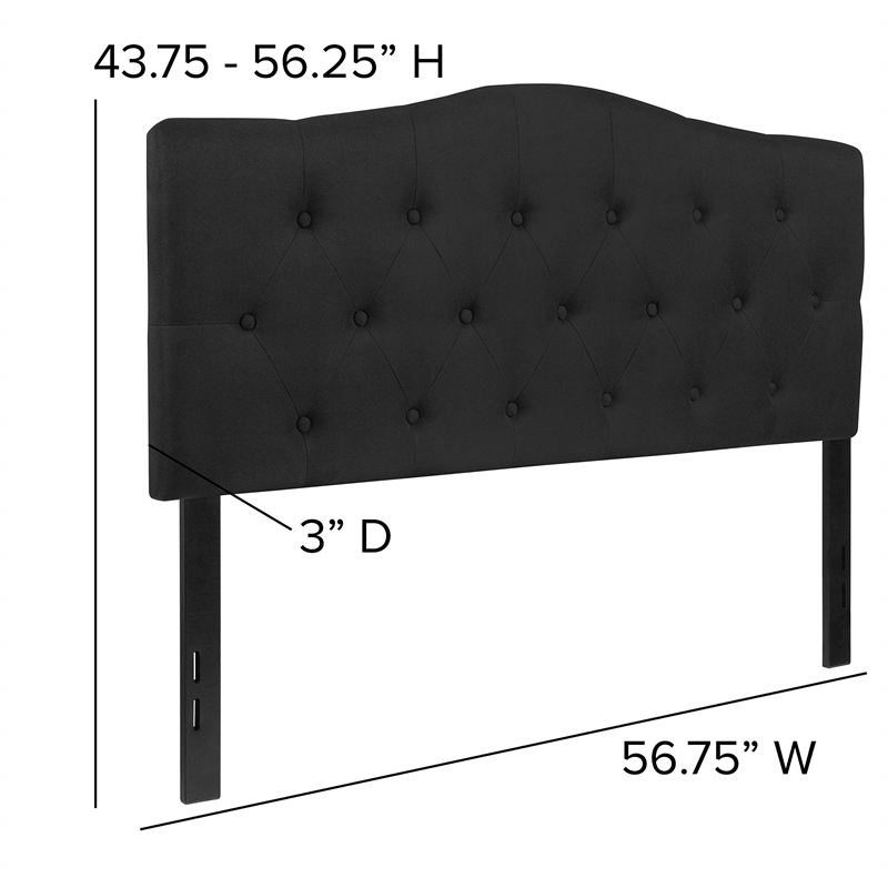 Pemberly Row Contemporary Tufted Full Panel Headboard in Black