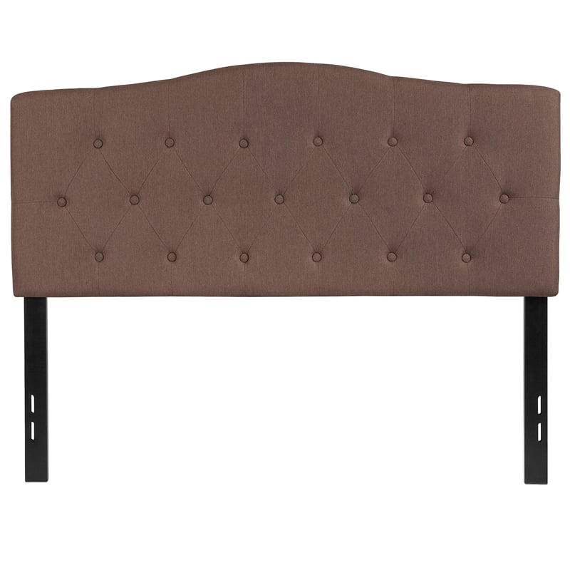 Pemberly Row Contemporary Tufted Full Panel Headboard in Camel