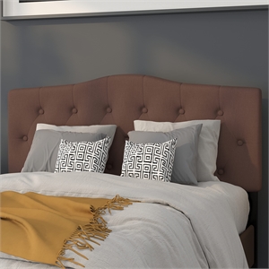 Pemberly Row Contemporary Tufted Full Panel Headboard in Camel