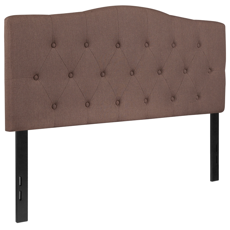 Pemberly Row Contemporary Tufted Full Panel Headboard in Camel