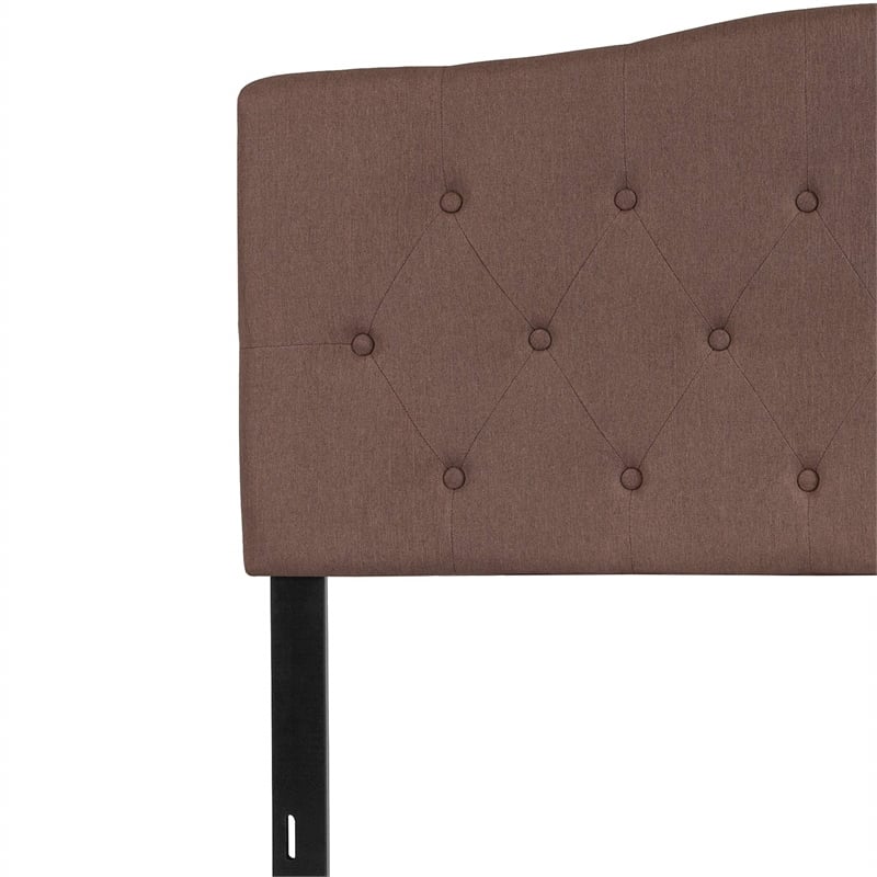 Pemberly Row Contemporary Tufted Full Panel Headboard in Camel