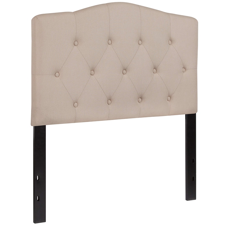 Pemberly Row Contemporary Tufted Twin Panel Headboard in Beige