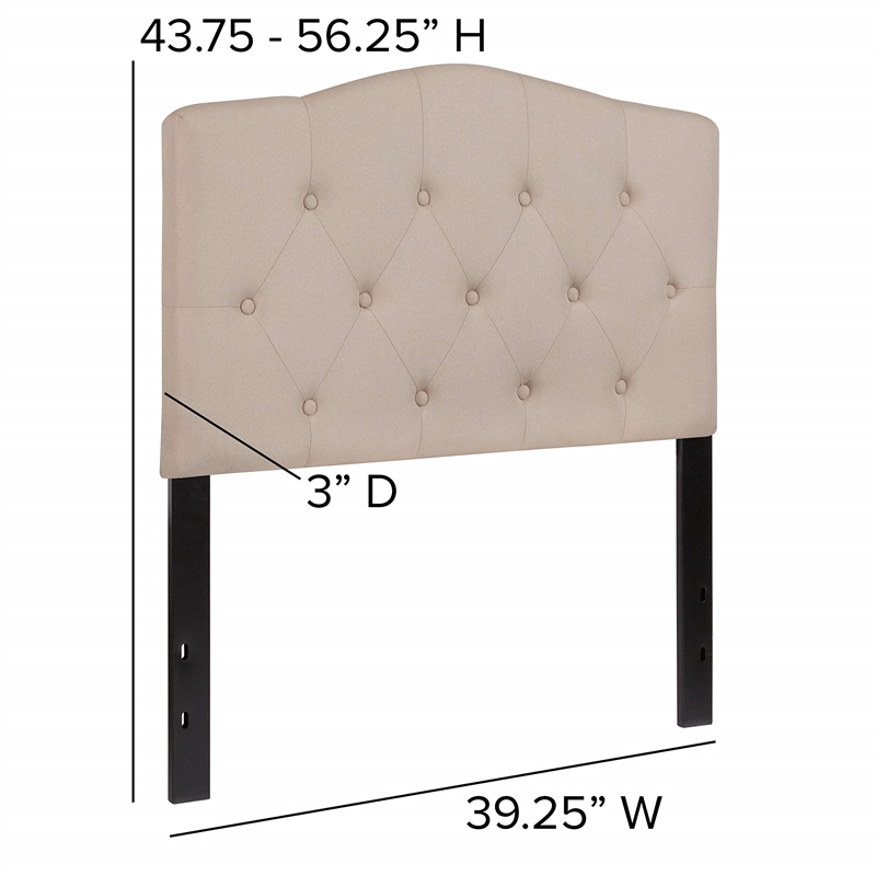 Pemberly Row Contemporary Tufted Twin Panel Headboard in Beige