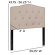 Pemberly Row Contemporary Tufted Twin Panel Headboard in Beige