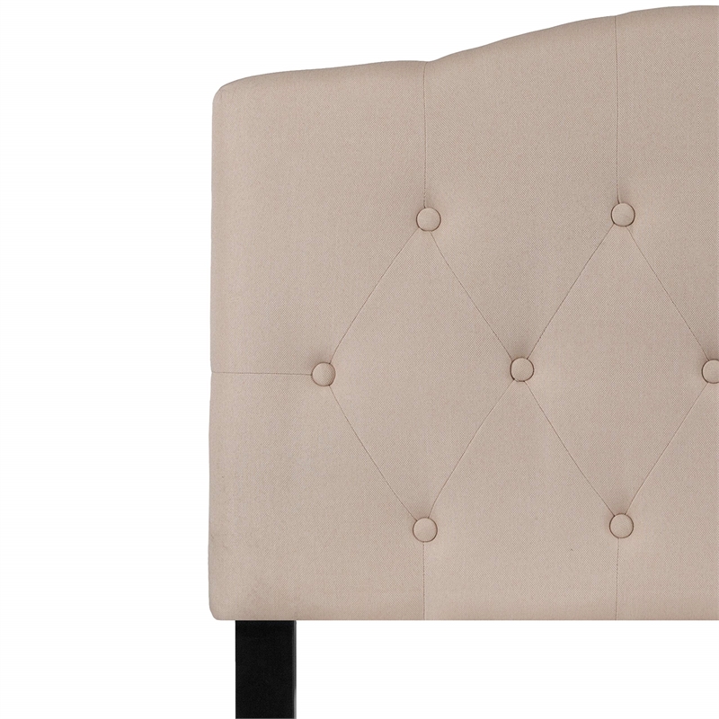 Pemberly Row Contemporary Tufted Twin Panel Headboard in Beige