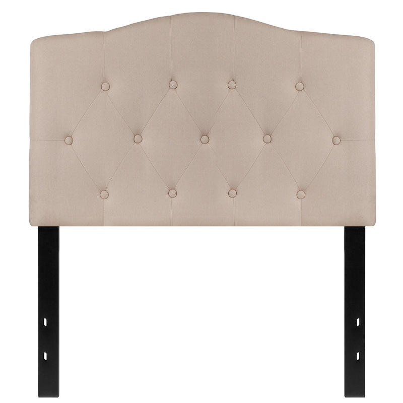 Pemberly Row Contemporary Tufted Twin Panel Headboard in Beige