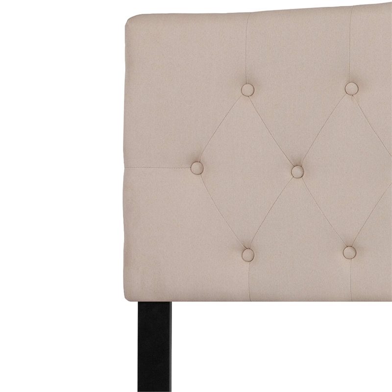 Pemberly Row Contemporary Tufted King Panel Headboard in Beige