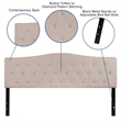 Pemberly Row Contemporary Tufted King Panel Headboard in Beige