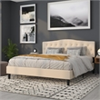 Pemberly Row Contemporary Tufted King Panel Headboard in Beige