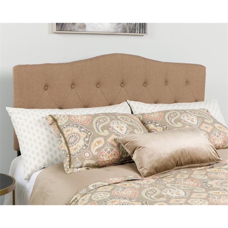 Pemberly Row Contemporary Tufted King Panel Headboard in Camel