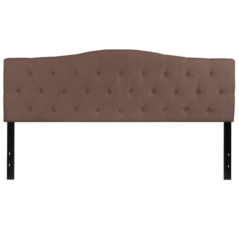 Pemberly Row Contemporary Tufted King Panel Headboard in Camel