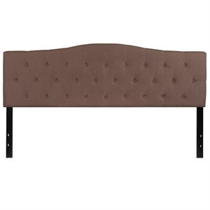 Pemberly Row Contemporary Tufted King Panel Headboard in Camel