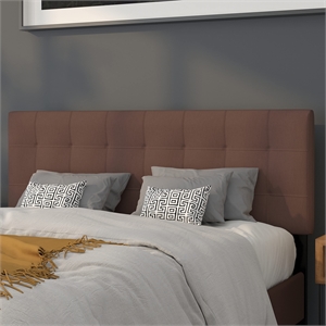Pemberly Row Modern Queen Fabric Panel Headboard in Dark Brown