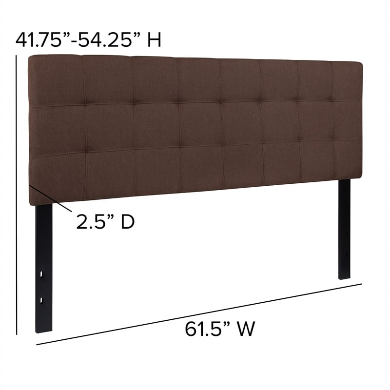 Pemberly Row Modern Queen Fabric Panel Headboard in Dark Brown