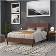 Pemberly Row Modern Queen Fabric Panel Headboard in Dark Brown