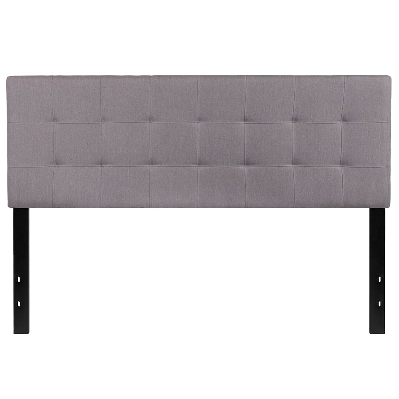 Pemberly Row Modern Queen Fabric Panel Headboard in Light Gray