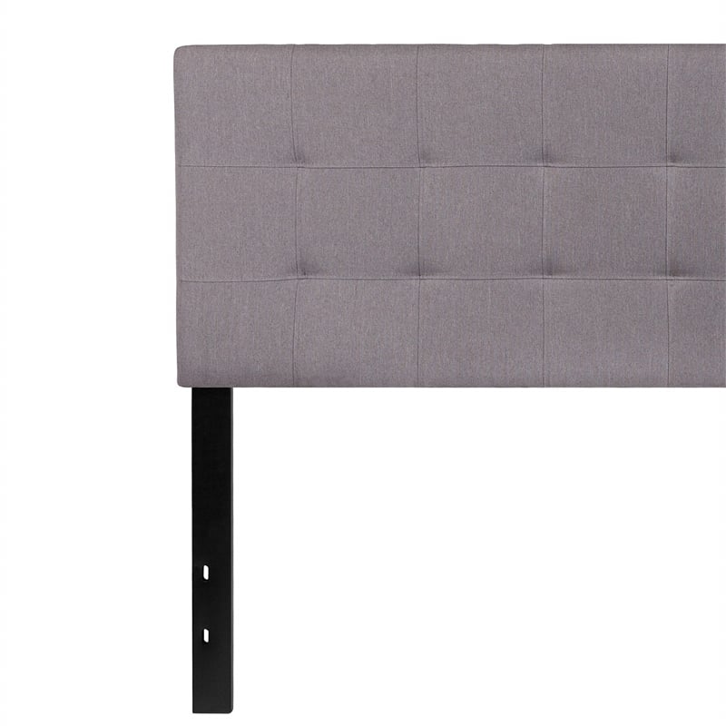 Pemberly Row Modern Queen Fabric Panel Headboard in Light Gray