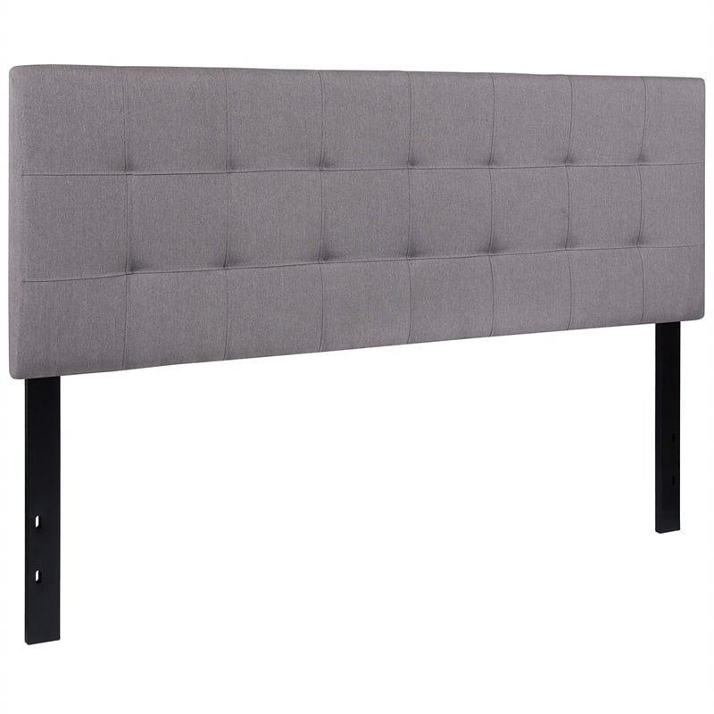 Pemberly Row Modern Queen Fabric Panel Headboard in Light Gray