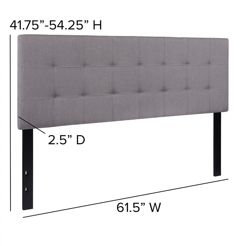 Pemberly Row Modern Queen Fabric Panel Headboard in Light Gray