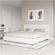 Pemberly Row Modern Upholstered Bed King in White Faux Leather