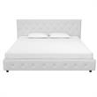 Pemberly Row Modern Upholstered Bed King in White Faux Leather