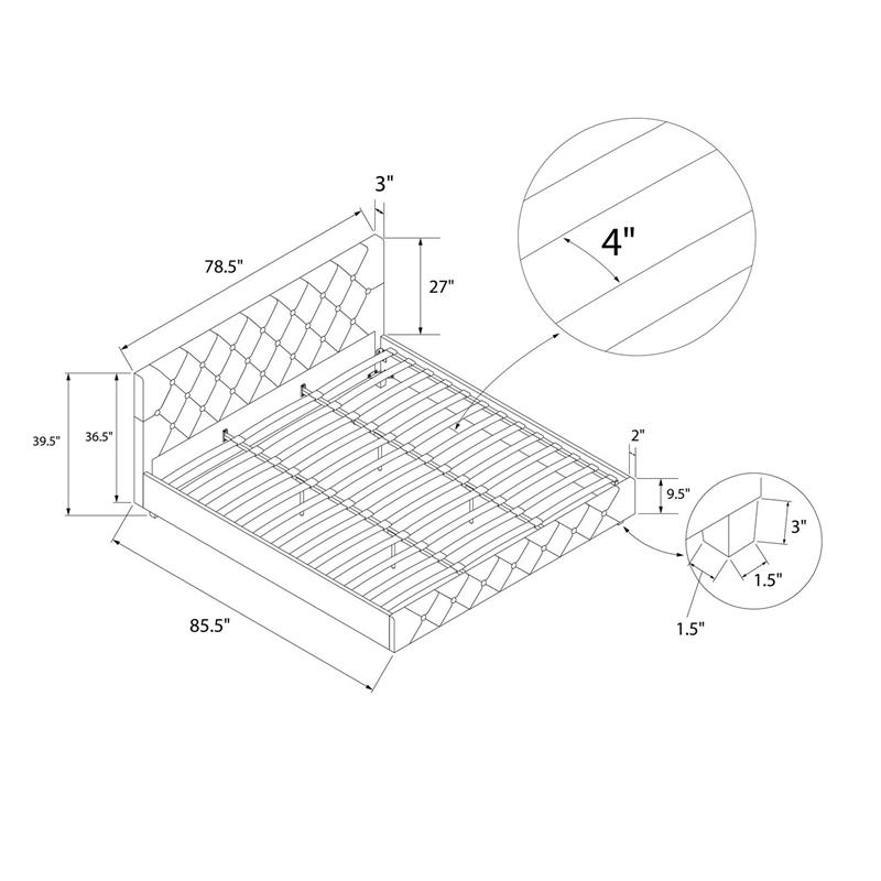 Pemberly Row Modern Upholstered Bed King in White Faux Leather