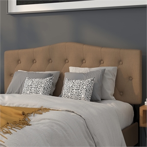 Pemberly Row Modern Tufted Queen Panel Headboard in Dark Brown