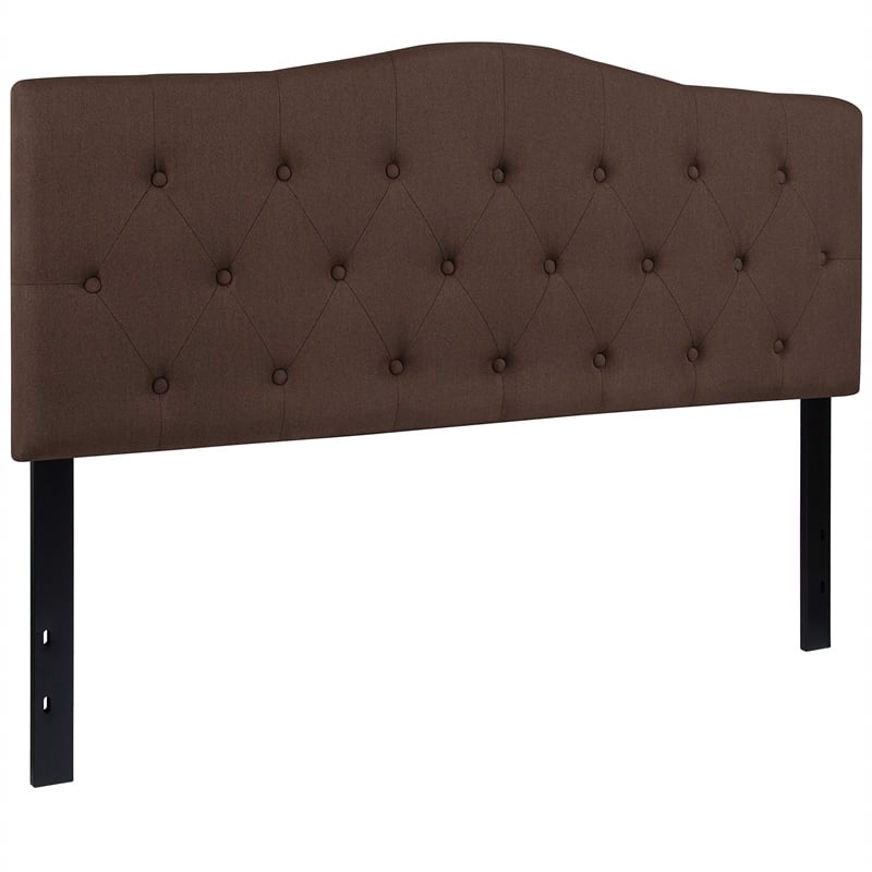 Pemberly Row Modern Tufted Queen Panel Headboard in Dark Brown