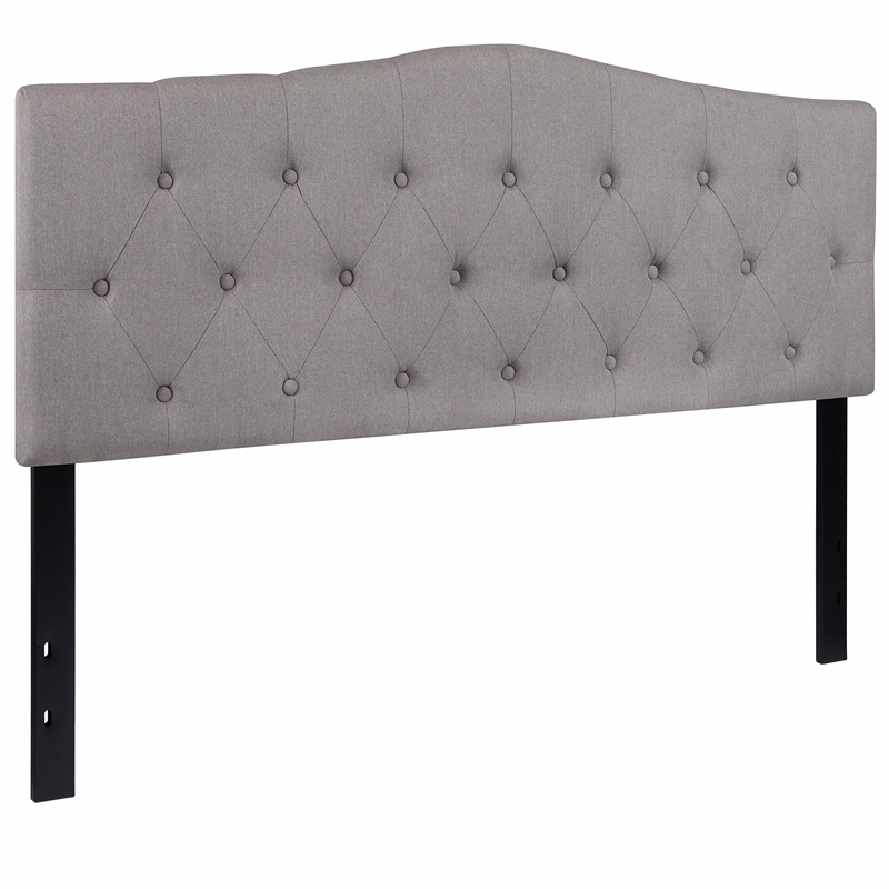 Pemberly Row Modern Tufted Queen Panel Headboard in Light Gray