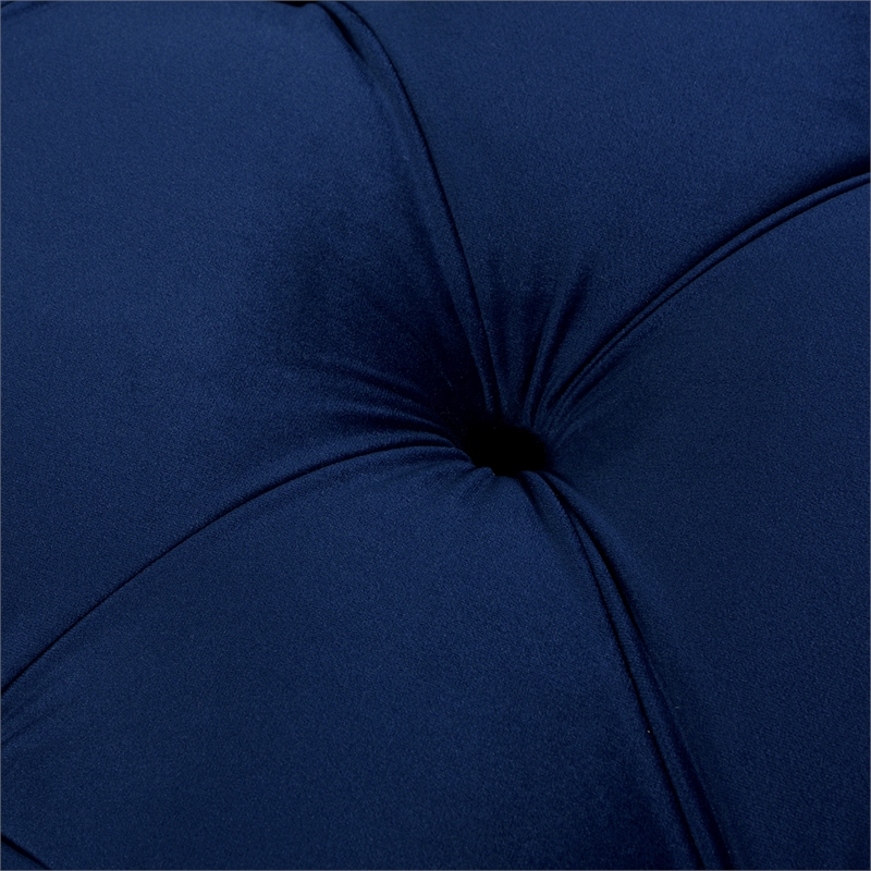 Pemberly Row Modern Tufted Flared Arm Entryway Bench Navy Blue