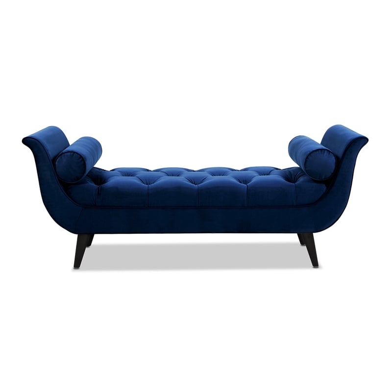 Pemberly Row Modern Tufted Flared Arm Entryway Bench Navy Blue