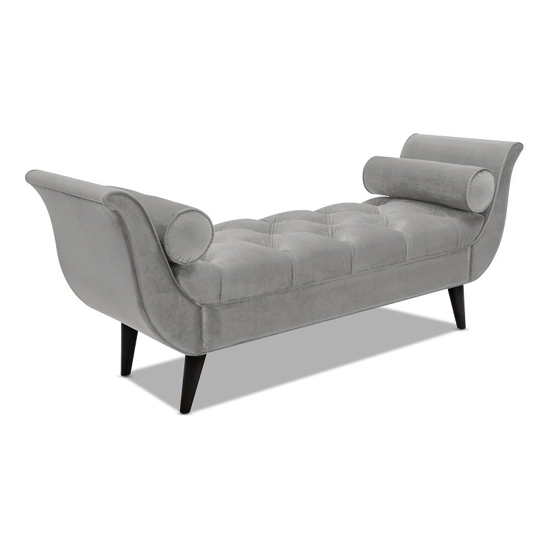 Pemberly Row Modern Tufted Flared Arm Entryway Bench Opal Gray